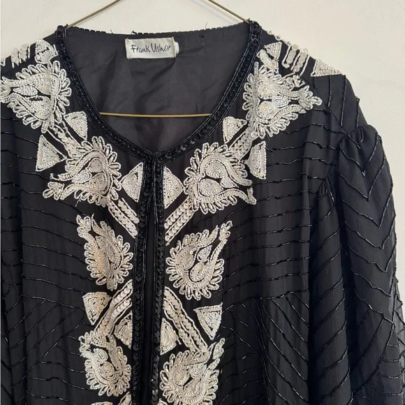 Hand-Embroidered Black Beaded Jacket - Picture 2 of 4